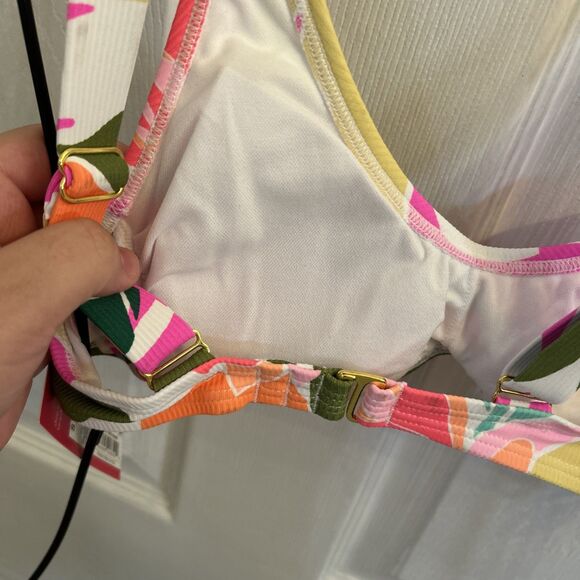 NWT Xhilaration Ribbed Bralette Bikini Top Small 0-2 Tropical Print Swimwear - Picture 10 of 16